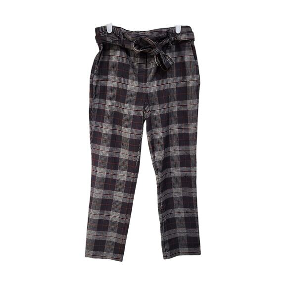 Jules & Leopold Checkered Plaid Brown Tie-Waist Trousers Stretchy Pants Medium - Picture 1 of 10